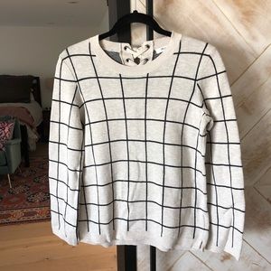 Madewell Windowpane Laced Back Pullover